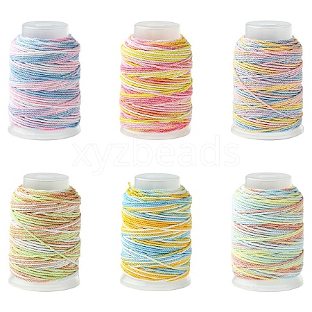 6Rolls 6 Colors 35M Segment Dyed Macrame Cotton Cord OCOR-YW0001-28-1