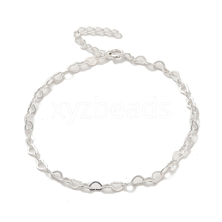 925 Sterling Silver Heart Link Chain Bracelets for Women BJEW-E101-01S-04-1