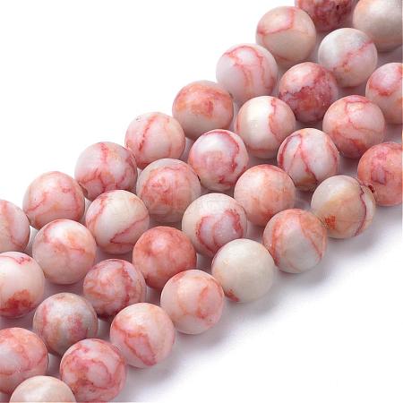 Natural Red Netstone Bead Strands G-R345-8mm-45-1