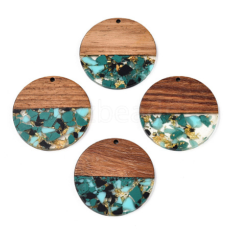 Transparent Resin & Walnut Wood Pendants RESI-TAC0017-75-A02-1