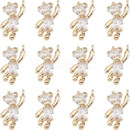 CHGCRAFT 12Pcs Brass Clear Cubic Zirconia Charms KK-CA0003-22-1