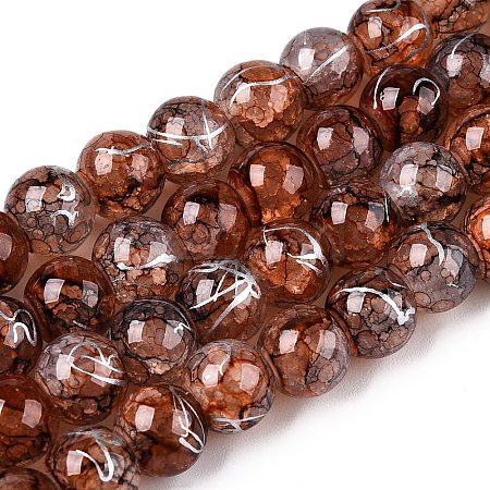 Drawbench Crackle Glass Beads Strands GLAA-N006-8mm-07-1