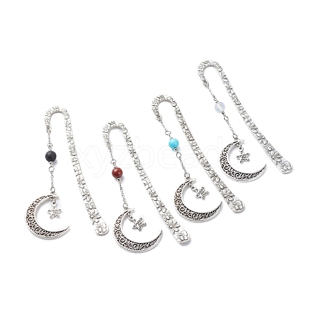 Tibetan Style Alloy Hook Bookmarks AJEW-JK00194-1