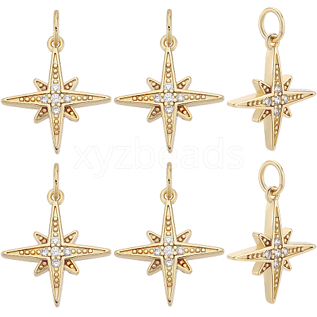 Beebeecraft 10Pcs Brass Micro Pave Grade AAA Cubic Zirconia Pendants ZIRC-BBC0002-61G-1