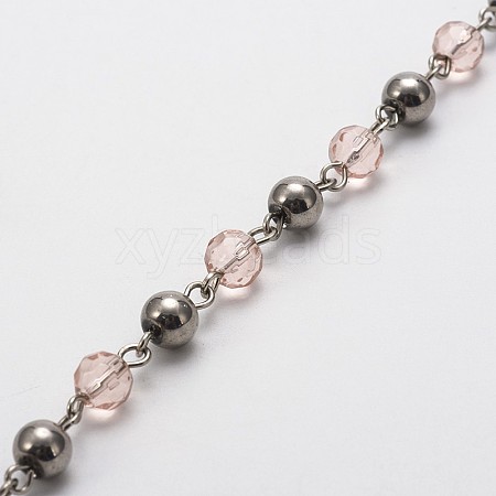 Handmade Round Glass Beads Chains for Necklaces Bracelets Making AJEW-JB00082-03-1