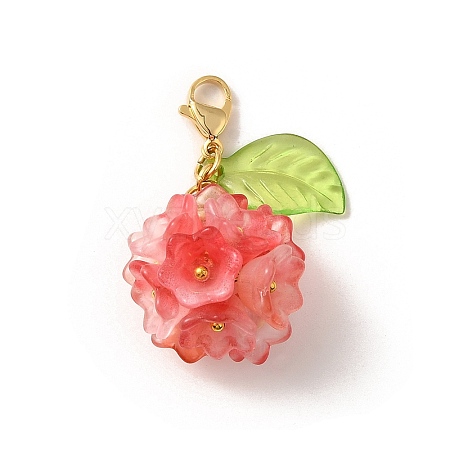 Flower Glass Pendant Decoration HJEW-TA00286-02-1