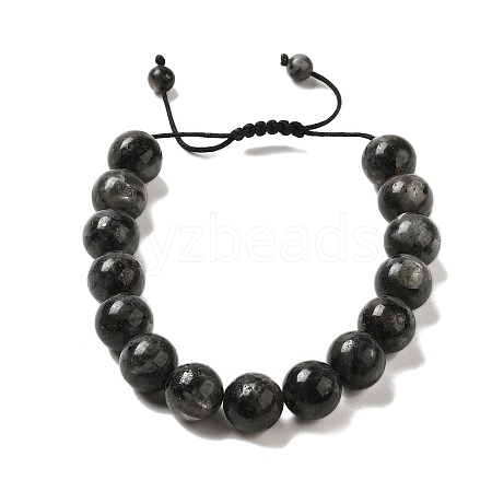 12.5mm Round Natural Larvikite Braided Bead Bracelets for Women Men BJEW-C060-01Q-1