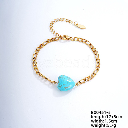 Fashionable Korean Style Brass Synthetic Turquoise Bracelets LH9898-5-1