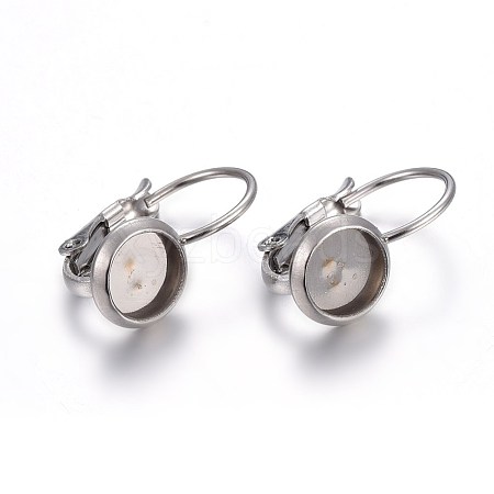 Tarnish Resistant 304 Stainless Steel Leverback Earring Settings STAS-F191-03P-6mm-1