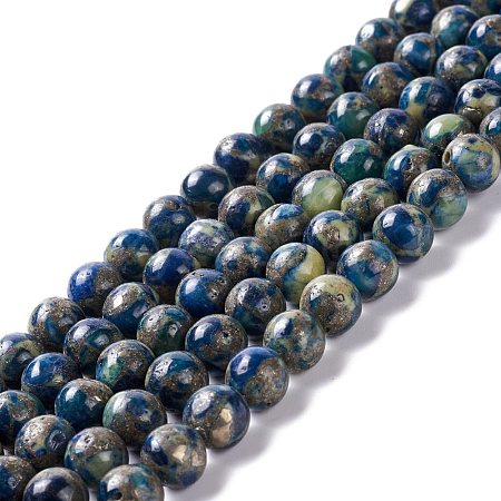 Assembled Synthetic Pyrite and Vesuvianite Beads Strands G-K317-A23-1