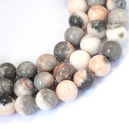 Natural Zebra Jasper Round Beads Strands X-G-E334-6mm-11-1