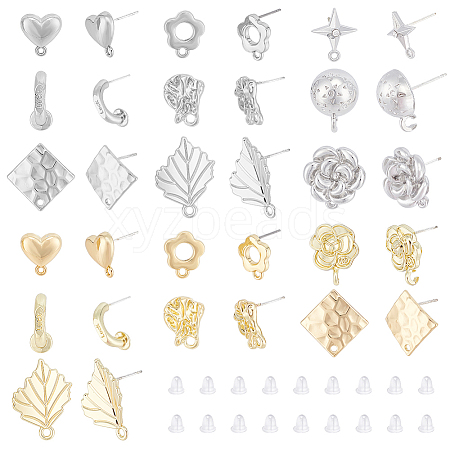   32Pcs 16 Style Alloy Stud Earring Findings FIND-PH0008-35-1