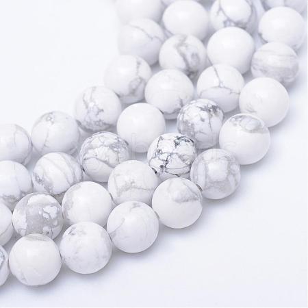 Round Natural Howlite Bead Strands G-R345-8mm-18-1