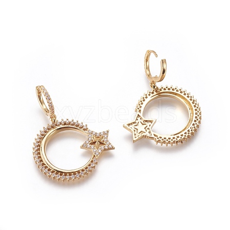 (Jewelry Parties Factory Sale)Brass Cubic Zirconia Hoop Earrings EJEW-O084-04G-1