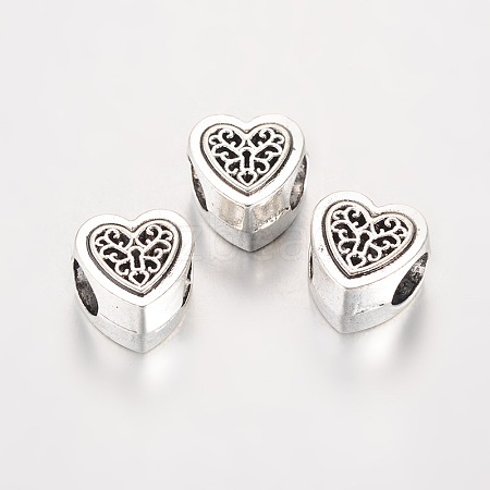 Large Hole Heart Alloy European Beads MPDL-K010-01-1