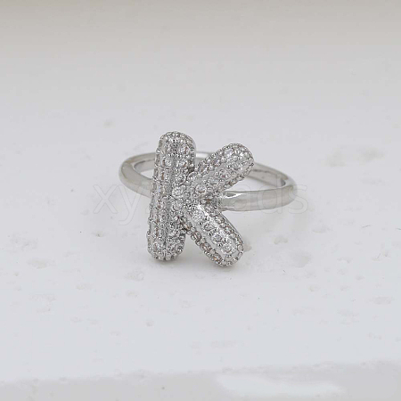 Brass Micro Pave Clear Cubic Zirconia Cuff Rings FS-WG17FF6-11-1