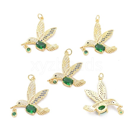 Real 18K Gold Plated Brass Micro Pave Cubic Zirconia Pendants KK-D004-24G-1