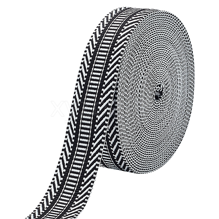 10 Yards Polyester Striped Jacquard Ribbon OCOR-PH0004-10-1