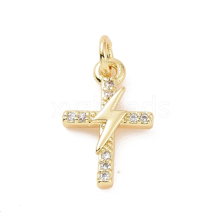 Brass Micro Pave Cubic Zirconia Charms KK-C012-40G-1