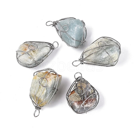 Raw Rough Natural Amazonite Pendants G-Q606-47P-1