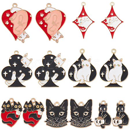 SUNNYCLUE 28Pcs 7 Styles Alloy Enamel Pendants ENAM-SC0004-78-1