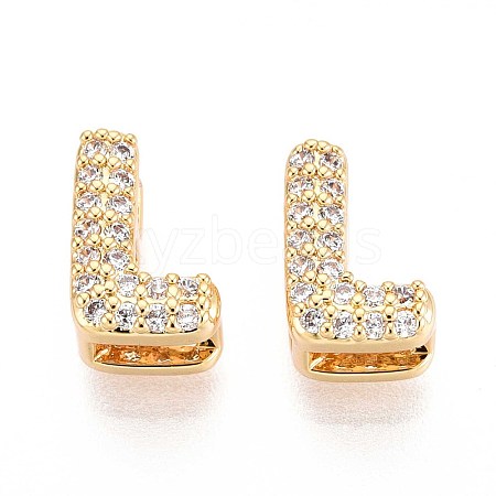 Brass Micro Pave Clear Cubic Zirconia Beads KK-T071-17G-L-1