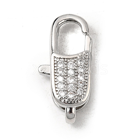 Brass Clear Cubic Zirconia Lobster Claw Clasps KK-Z078-45B-P-1