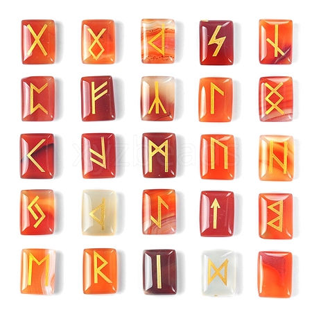 Rectangle Natural Natural Carnelian Rune Stones PW-WG62729-05-1