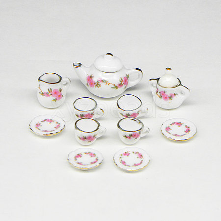 Porcelain Miniature Teapot Cup Set Ornaments PORC-PW0001-053E-1