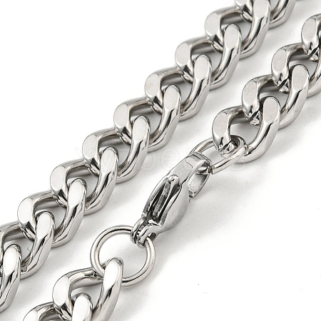 Non-Tarnish 201 Stainless Steel Cuban Link Chain Necklaces for Women and Men NJEW-F322-13P-01-1