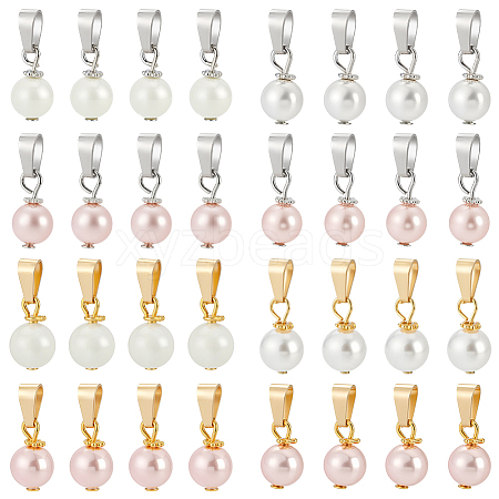 32Pcs Shell Pearl Pendants PALLOY-PH01823-1