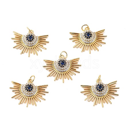 5Pcs Brass Micro Pave Cubic Zirconia Pendants ZIRC-SZ0003-68-1