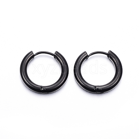 304 Stainless Steel Huggie Hoop Earrings LS-EJEW-F111-18mm-B-1