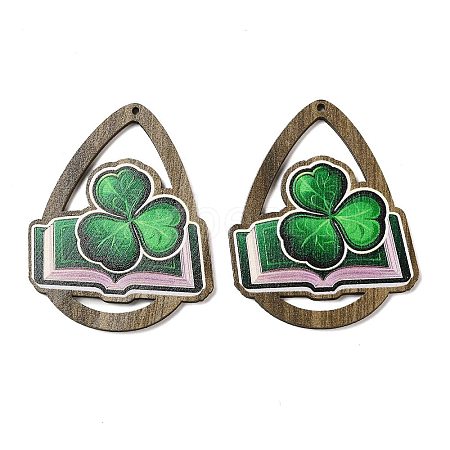 Saint Patrick's Day Single Face Printed Wood Big Pendants WOOD-E016-02-1