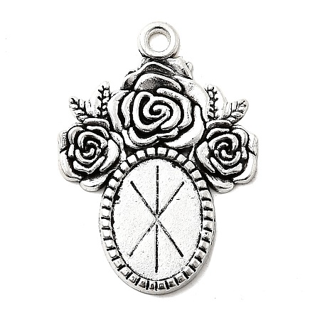 Tibetan Style Alloy Pendant Cabochon Settings X-TIBEP-5199-AS-LF-1
