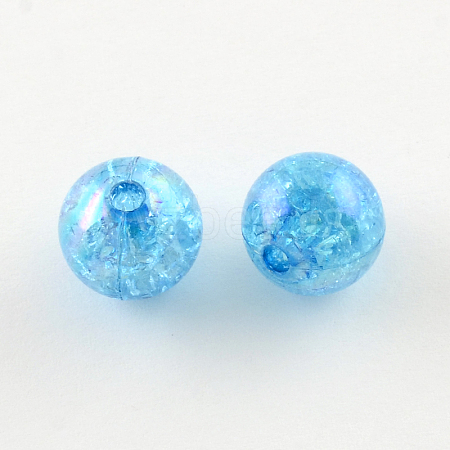 Bubblegum AB Color Transparent Crackle Acrylic Round Beads CACR-R011-20mm-12-1
