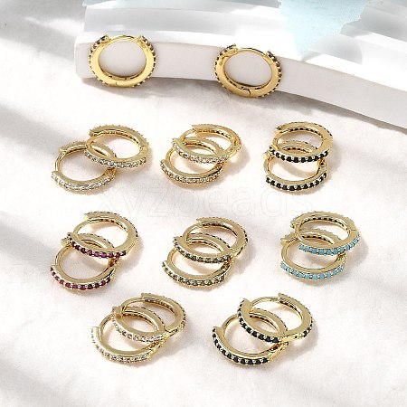 Brass Micro Pave Cubic Zirconia Hoop Earrings EJEW-P322-01G-1