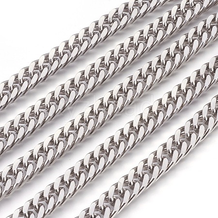 Tarnish Resistant 201 Stainless Steel Cuban Link Chains CHS-L017-17E-1