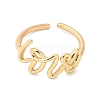 Word Love Brass Open Cuff Ring for Women RJEW-A040-04G-2