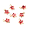 Rack Plating Eco-friendly Brass Enamel Charms KK-D073-01G-NR-2