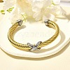 304 Stainless Steel Rhinestone Cuff Bangles BJEW-U021-03GS-2