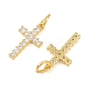 Brass Micro Pave Clear Cubic Zirconia Pendants CU-CBA3D67-04G-2
