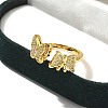 Brass Micro Pave Cubic Zirconia Cuff Finger Rings for Women RJEW-B112-15G-2