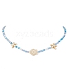 Synthetic Turquoise Starfish & Turtle & Seed Beaded Necklace for Women NJEW-JN04482-02-3