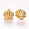 Brass Micro Pave Cubic Zirconia Beads ZIRC-G091-70G-1