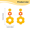 3 Pairs 3 Colors Acrylic Flower Dangle Stud Earrings EJEW-AN0001-36-2