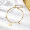 Brass Clear Cubic Zirconia Flat Round & Heart Charm Bracelets BJEW-JB10397-2