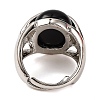 Oval Natural Obsidian Finger Ring G-Q184-06B-P-3