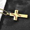 201 Stainless Steel Wheat Cross Pendant Box Chain Necklaces for Women Men NJEW-B124-01G-4