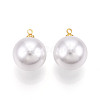 Brass & ABS Plastic Imitation Pearl Pendants KK-N261-16mm-121G-1